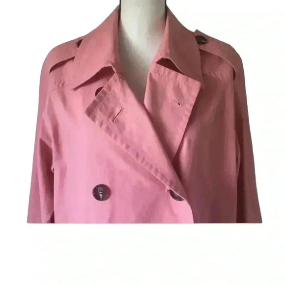 Something Navy women’s Pink Double Breasted cropped Jacket sz M botton down - Picture 3 of 9